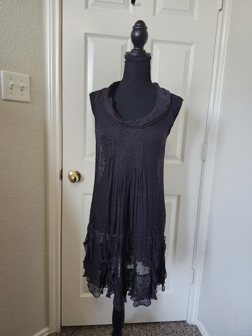 Rebecca Taylor Black Sleeveless Cowl Neck Mini Dress